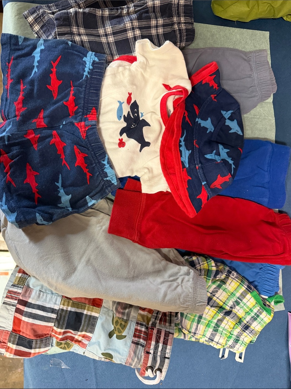 Toddler Shark Pajama Set with Red & Navy Accents
